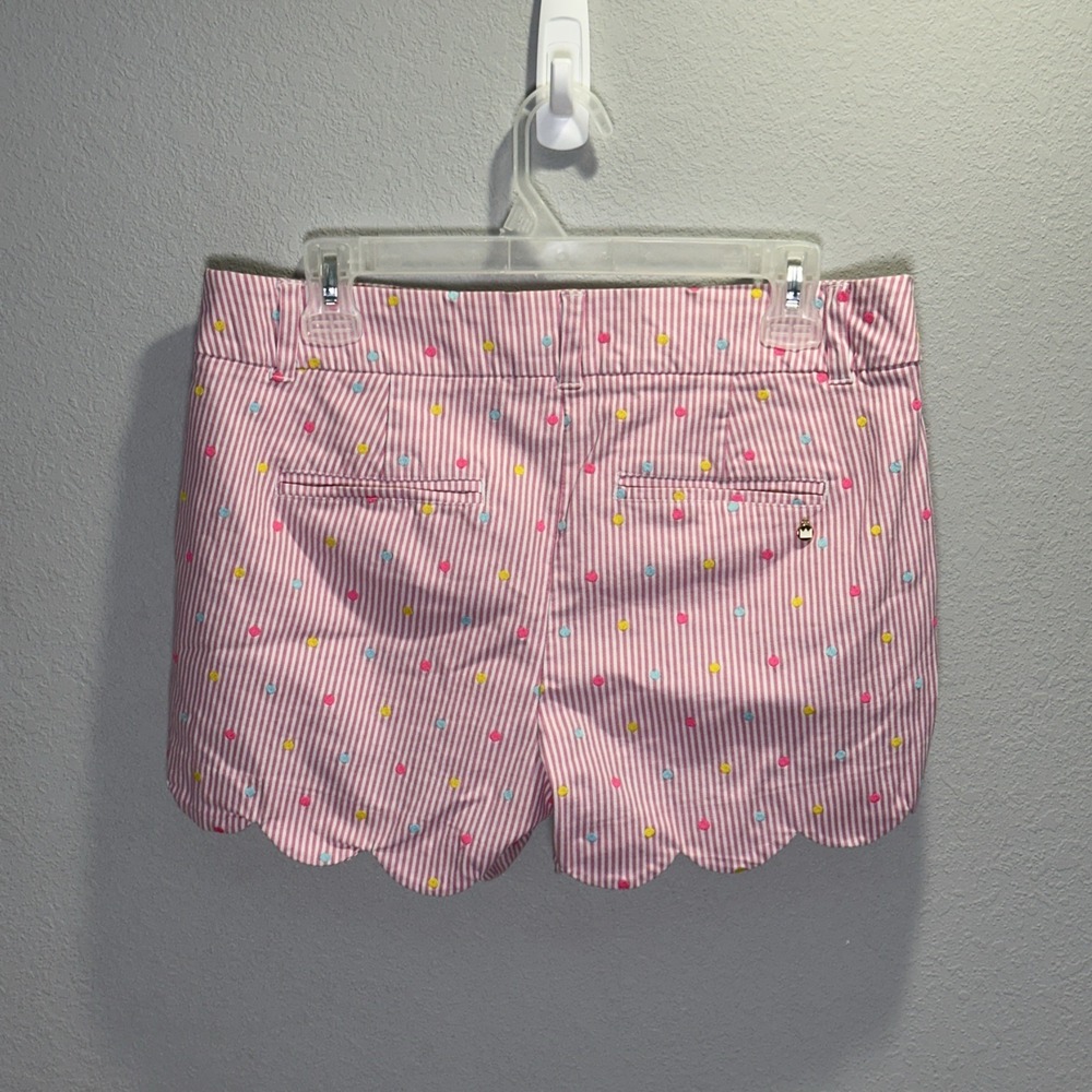 Crown & Ivy Shelby Scalloped Pink And White Striped Shorts Womens  Size 6 - Picture 2 of 6
